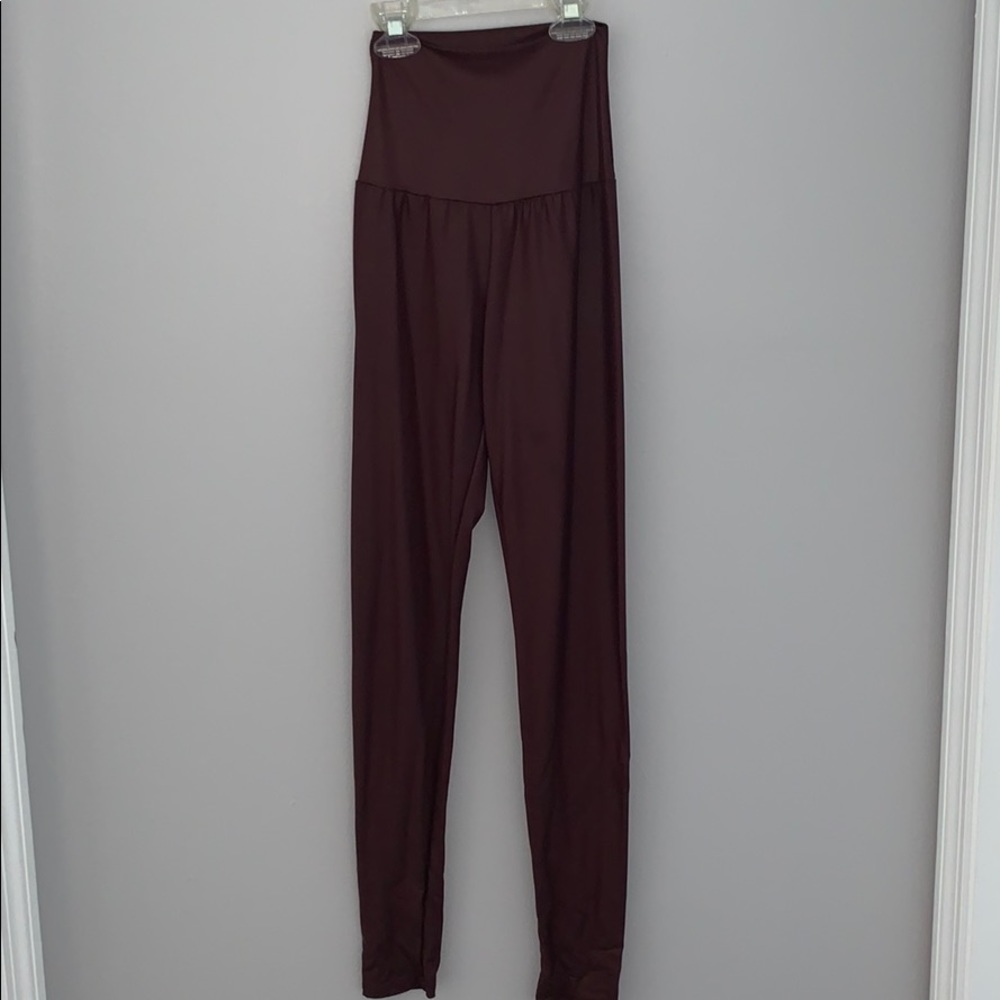 Metallic burgundy high waisted skinnies